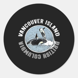 Sticker Rond Vancouver Island BC Canada Orca Whales Adventure K