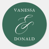 Sticker Rond Vanessa Emerald Green Mariage moderne (Devant)
