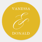 Sticker Rond Vanessa Mustard Jaune Mariage moderne (Devant)