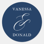 Sticker Rond Vanessa Navy Blue Mariage moderne (Devant)