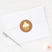 Sticker Rond Vanilla Cupcake sur Brown. (Enveloppe)