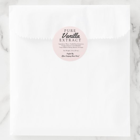 Sticker Rond Vanille Pure Rose Extrait Ingrédients Artisanat (Sac)
