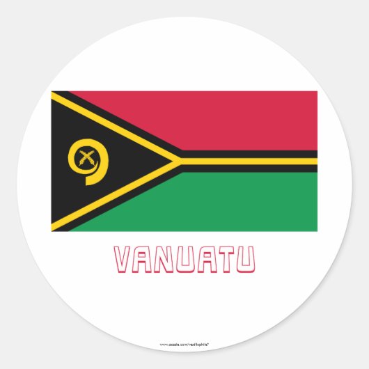 Sticker Rond Vanuatu Drapeau avec nom (Devant)