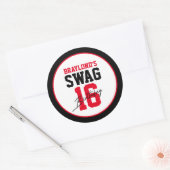 Sticker Rond Varsity Style Rouge Swag 16 Anniversaire (Enveloppe)