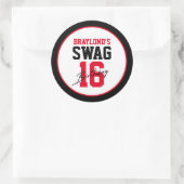 Sticker Rond Varsity Style Rouge Swag 16 Anniversaire (Sac)