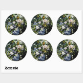 Sticker Rond Vase de fleurs (Feuille)