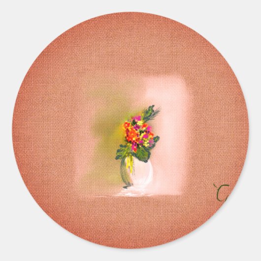 Sticker Rond Vase de fleurs (Devant)