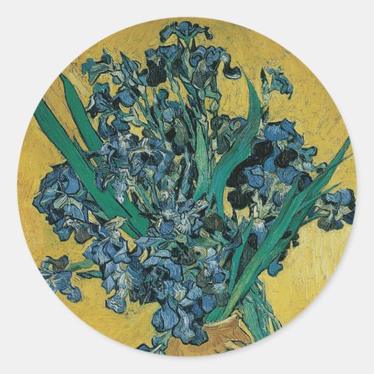 Sticker Rond Vase de fleurs avec iris de Vincent van Gogh (Devant)