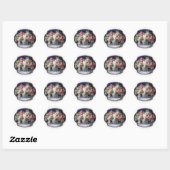 Sticker Rond Vase de fleurs vintages (Feuille)