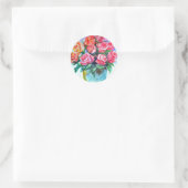 Sticker Rond vase de roses en aquarelle (Sac)