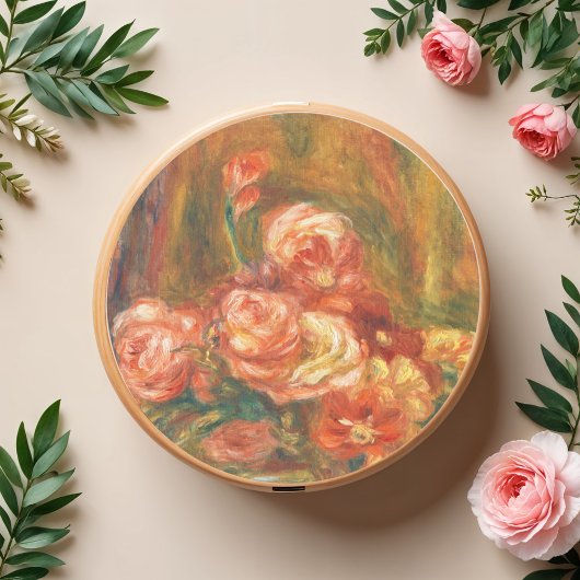 Sticker Rond Vase de Roses par Auguste Renoir Art