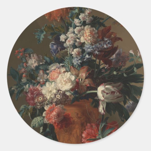 Sticker Rond Vase des fleurs - Jan van Huysum (Devant)