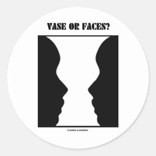 Sticker Rond Vase Ou Visages ? (Illusion optique) (Devant)