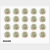 Sticker Rond Vase Rose victorien (Feuille)
