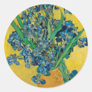 Sticker Rond Vase Van Gogh avec Iris Classic Impressionnisme