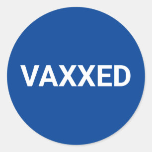 Sticker Rond Vaxxed Vacciné Covid bleu et blanc