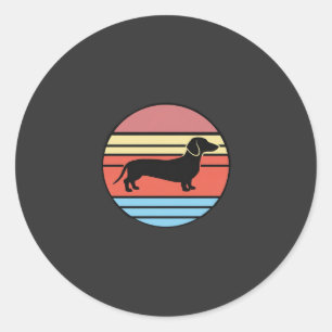 Sticker Rond Vecteur Crépuscule Rétro Teckel