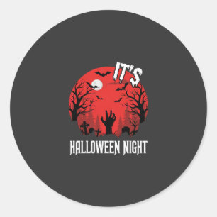 Sticker Rond Vecteur de cimetière effrayant de nuit d'Halloween