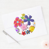 Sticker Rond Vecteur floral rétroélectrique (Enveloppe)