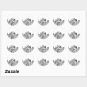 Sticker Rond Vector Cityscape (noir et blanc) (Feuille)
