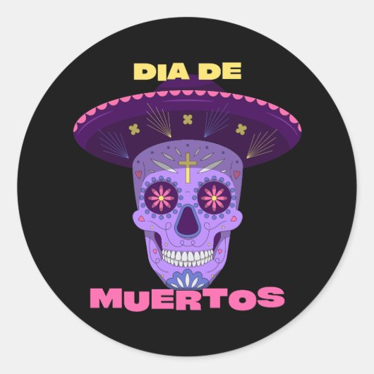 Sticker Rond Vector dia de los muertos - jour des morts (Devant)