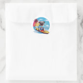 Sticker Rond Vector dog surf dans les vagues (Sac)