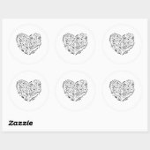 Sticker Rond Vector heart Floral Doodle Saint Valentin cadeau (Feuille)