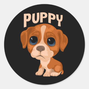 Sticker Rond Vector mignon chien de chiot drôle