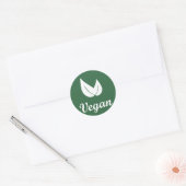 Sticker Rond Vegan Design 1 Blanc sur Vert (Enveloppe)