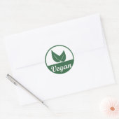 Sticker Rond Vegan Design 1 Vert sur blanc (Enveloppe)