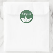 Sticker Rond Vegan Design 2 Blanc sur Vert (Sac)