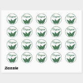 Sticker Rond Vegan Design 2 vert sur blanc (Feuille)