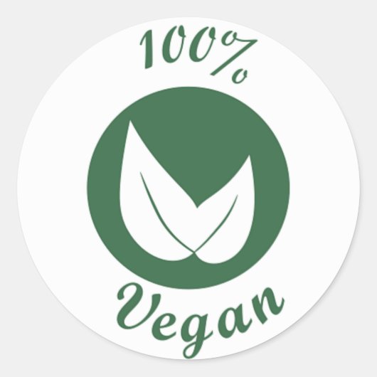 Sticker Rond Vegan Design 3 vert sur blanc (Devant)