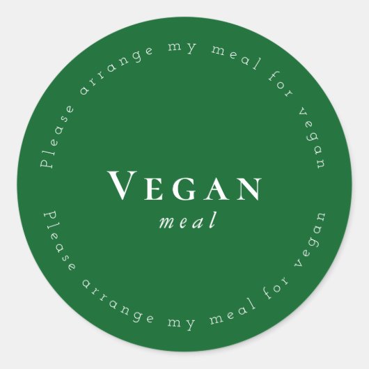 Sticker Rond Vegan meal Request Sticker, Dark-Green, White (Devant)