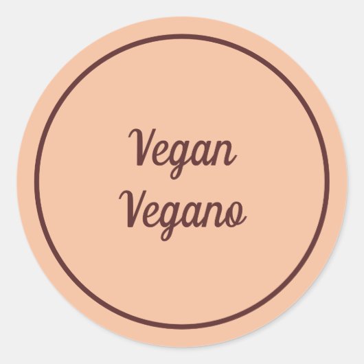 Sticker Rond Vegan Pêche Bilingue (Vegano) Simple (Devant)