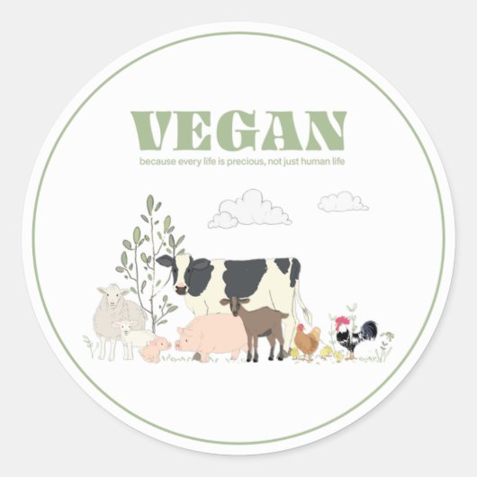 Sticker Rond Vegan pour les animaux (Devant)