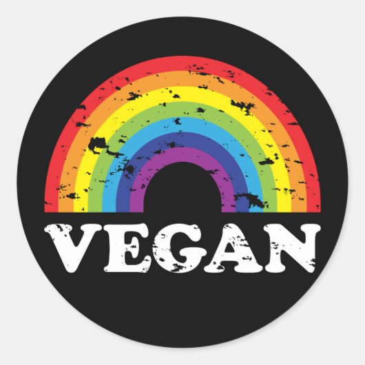 Sticker Rond Vegan Rainbow (Devant)