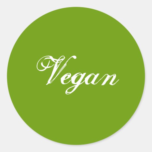 Sticker Rond Vegan. Vert. Slogan. Personnalisé (Devant)