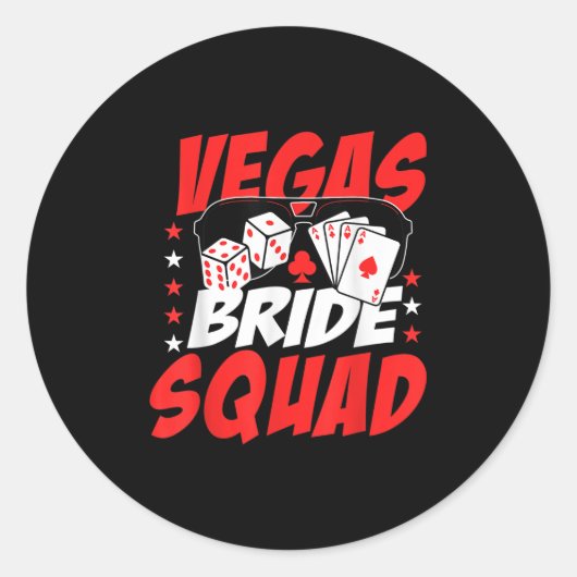 Sticker Rond Vegas Bride Squad Mariage Bachelorette Party (Devant)