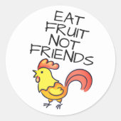 Sticker Rond Vegas manger des fruits pas amis joli coq (Devant)
