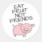 Sticker Rond Vegas manger des fruits pas amis mignon porcelet r (Devant)