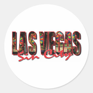 Sticker Rond VEGAS-MOT-et-Ville-du-Péché