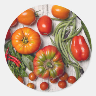 Sticker Rond Vegetable and Herb Harvest