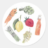 Sticker Rond Vegetables & Fruits Watercolor (Devant)