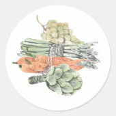 Sticker Rond Vegetables & Grapes Watercolor Classic Round Stick (Devant)