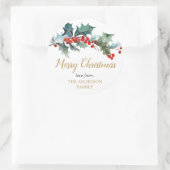 Sticker Rond Végétal or rouge or aquarelle Noël (Sac)