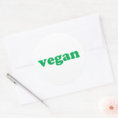 Sticker Rond "végétalien" lettres vertes, fond blanc (Enveloppe)