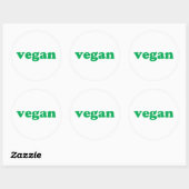 Sticker Rond "végétalien" lettres vertes, fond blanc (Feuille)