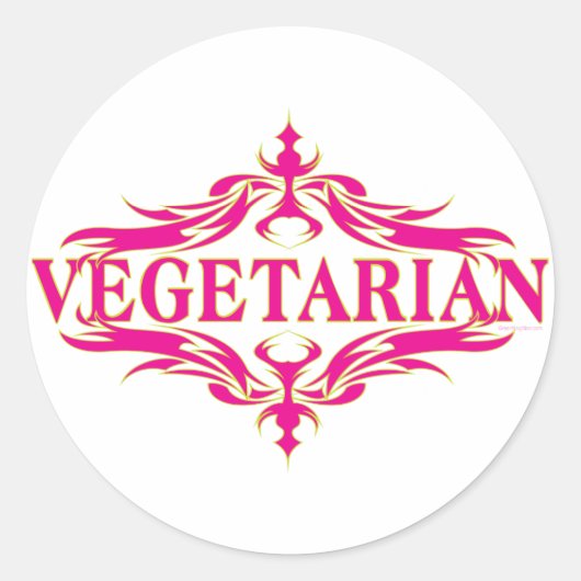 Sticker Rond Végétarien rose (Devant)