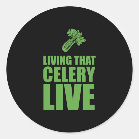 Sticker Rond Végétarien Vivant Que Céleri Vit (Devant)